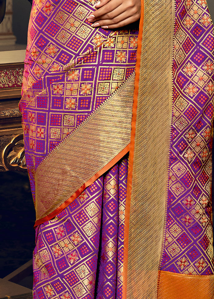 Purple Spun Silk Saree With Blouse Piece - Indian Silk House Agencies