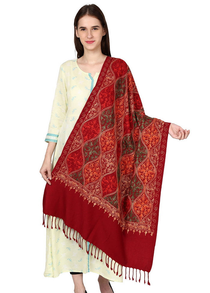 Wine Zari Woven Ethnic Dupatta - Indian Silk House Agencies