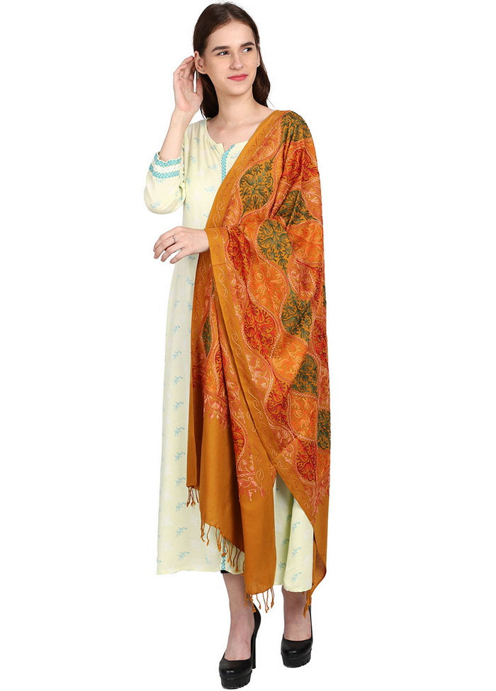 Mustard Acro Wool Matka Shawl - Indian Silk House Agencies