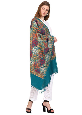 Green Acro Wool Matka Shawl - Indian Silk House Agencies