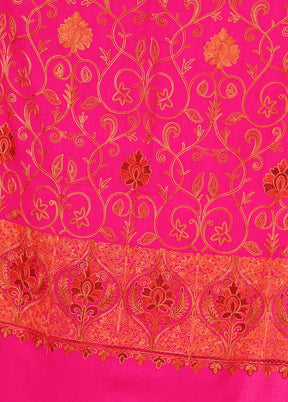 Pink Acro Wool Kashmiri Aari Shawl - Indian Silk House Agencies