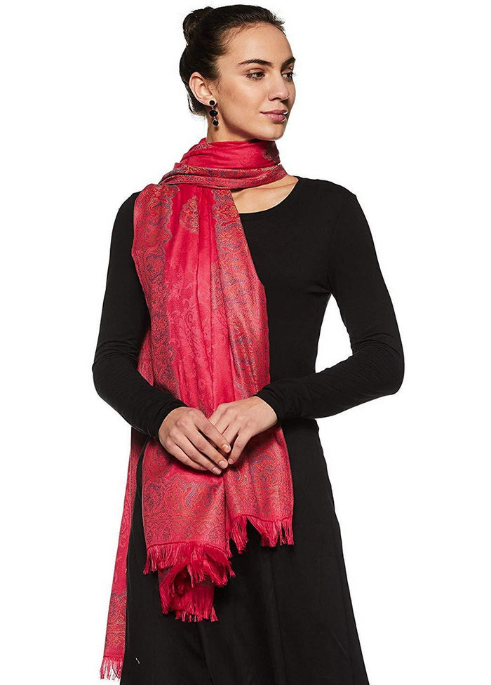 Pink Poly Wool Woven Shawl - Indian Silk House Agencies