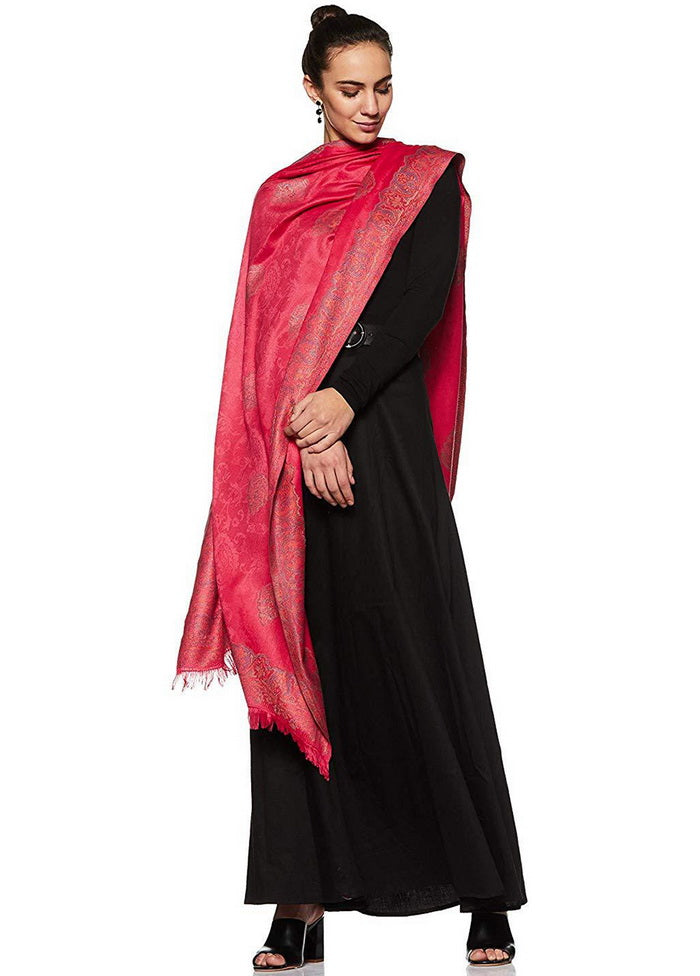 Pink Poly Wool Woven Shawl - Indian Silk House Agencies