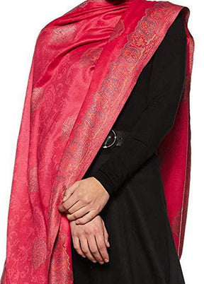 Pink Poly Wool Woven Shawl - Indian Silk House Agencies