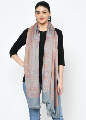 Grey Poly Wool Woven Shawl - Indian Silk House Agencies