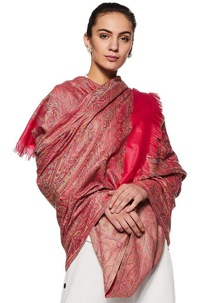 Pink Poly Wool Woven Shawl - Indian Silk House Agencies