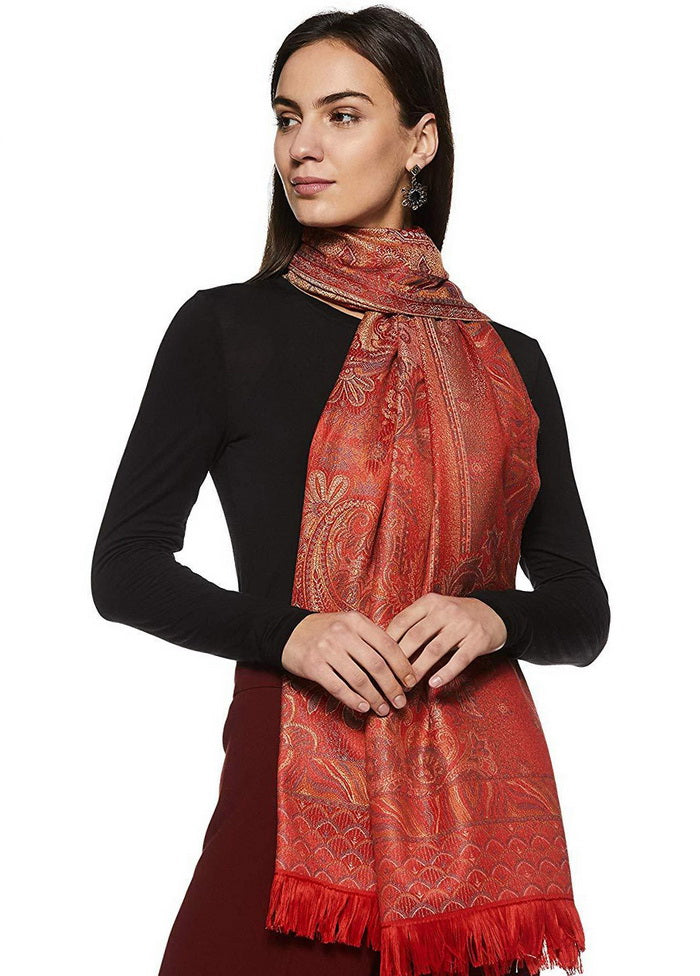 Maroon Poly Wool Woven Shawl - Indian Silk House Agencies