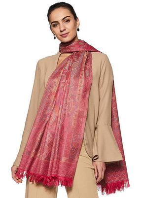 Red Zari Woven Ethnic Dupatta - Indian Silk House Agencies