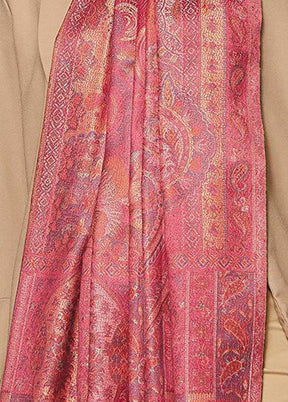 Pink Poly Wool Woven Shawl - Indian Silk House Agencies