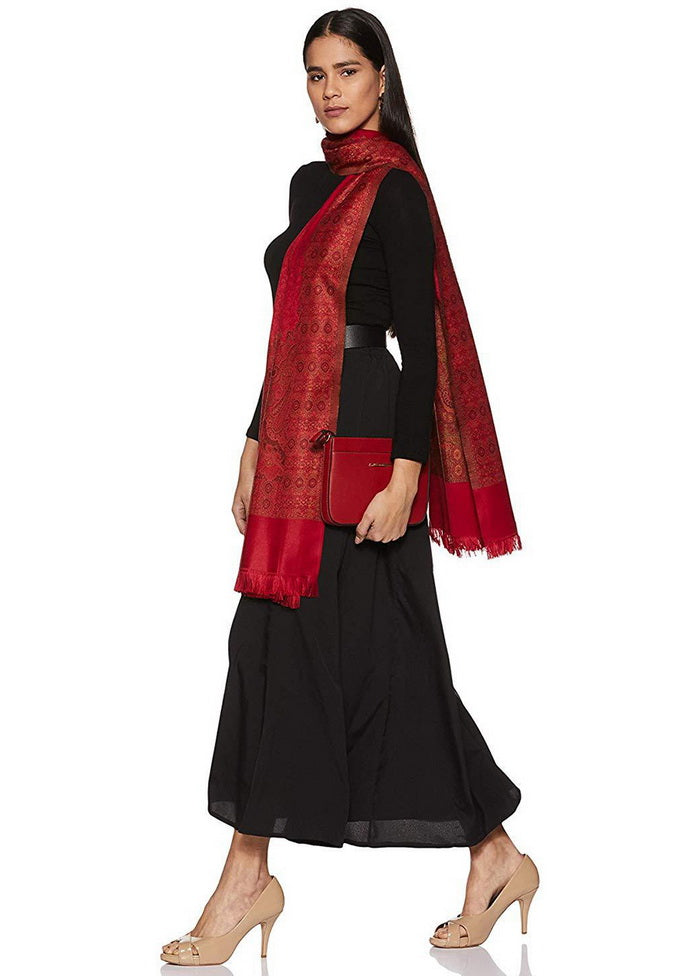 Red Zari Woven Ethnic Dupatta - Indian Silk House Agencies