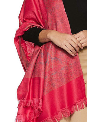 Pink Poly Wool Woven Shawl - Indian Silk House Agencies