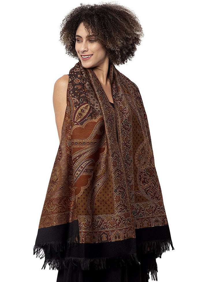 Brown Poly Wool Kani Shawl - Indian Silk House Agencies