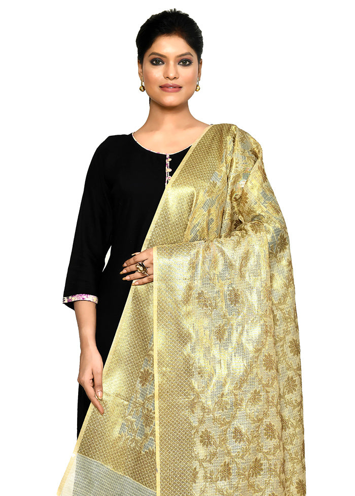 Beige Cotton Silk Zari Work Dupatta