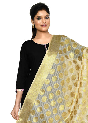 Beige Cotton Silk Zari Work Dupatta