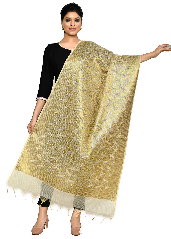 Beige Cotton Silk Zari Work Dupatta