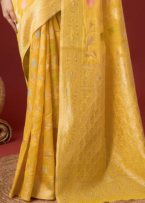 Yellow Cotton Saree With Blouse Piece - Indian Silk House Agencies