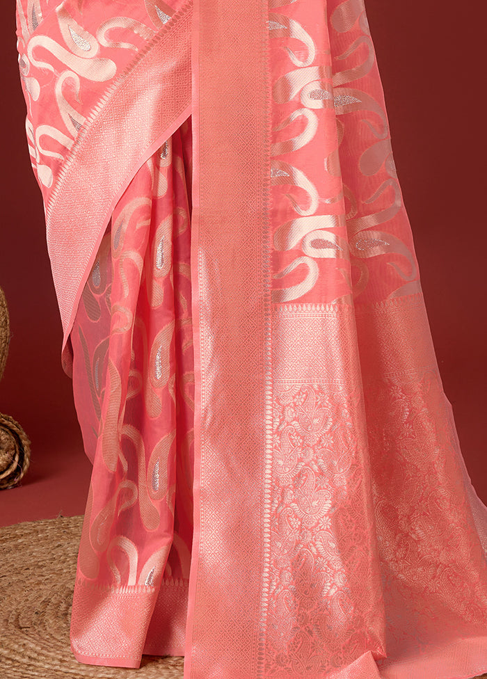 Pink Cotton Saree With Blouse Piece