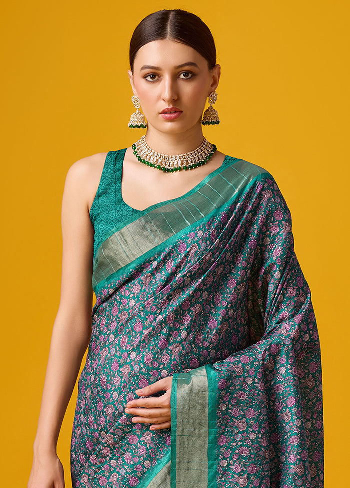 Green Cotton Saree With Blouse Piece - Indian Silk House Agencies