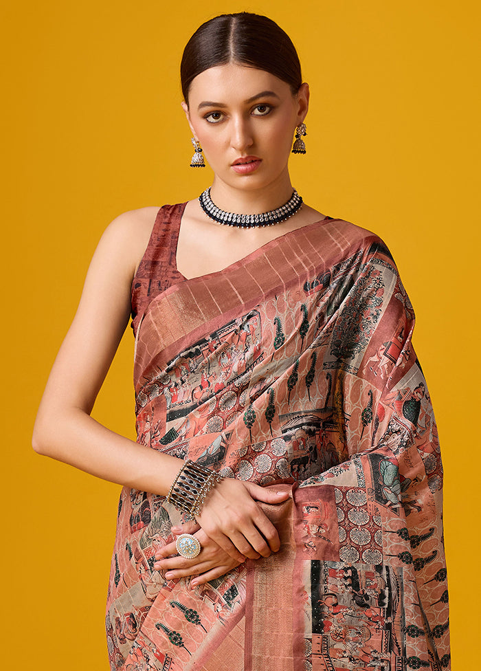 Brown Cotton Saree With Blouse Piece