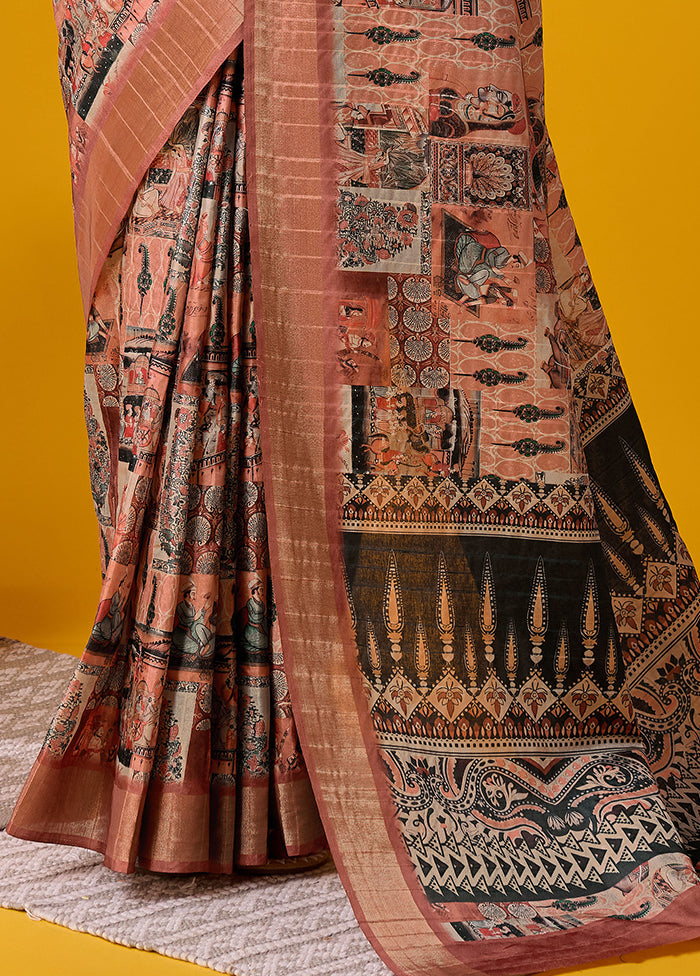 Brown Cotton Saree With Blouse Piece