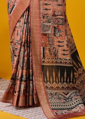 Brown Cotton Saree With Blouse Piece