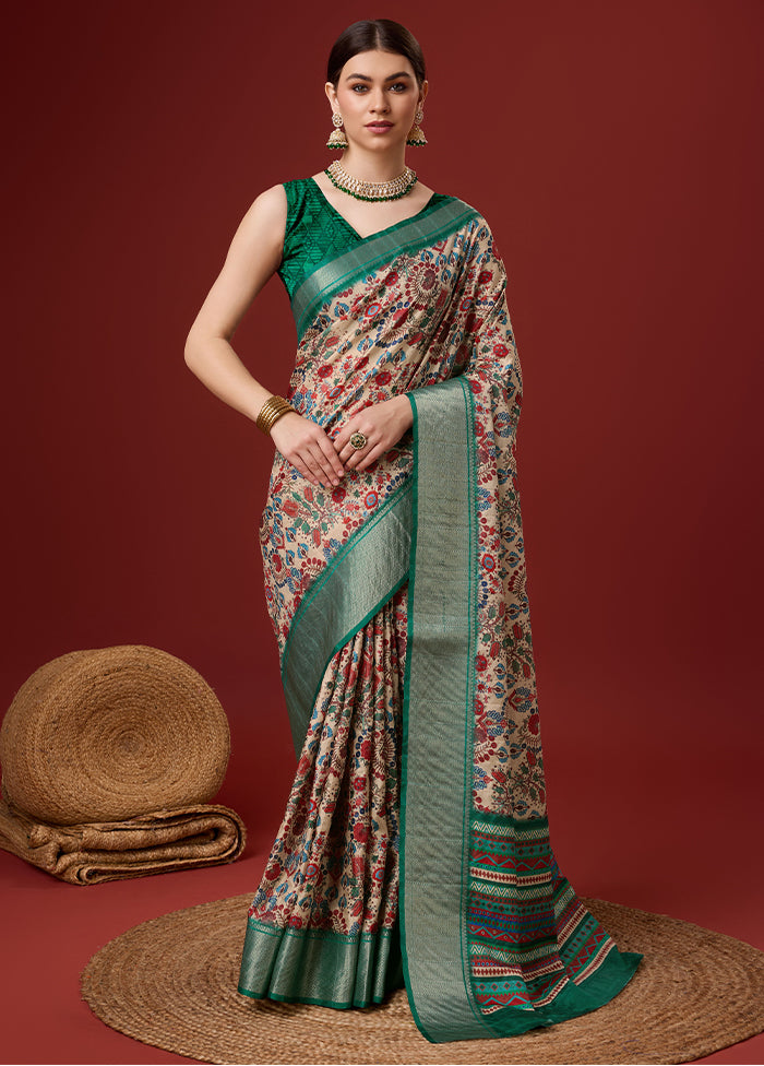 Cream Cotton Saree With Blouse Piece - Indian Silk House Agencies