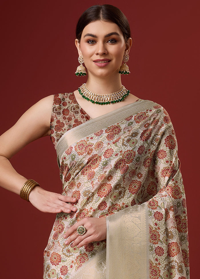 Brown Cotton Saree With Blouse Piece