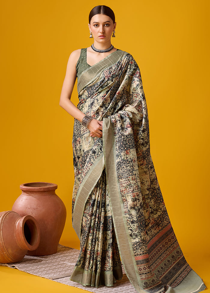 Multicolor Cotton Saree With Blouse Piece