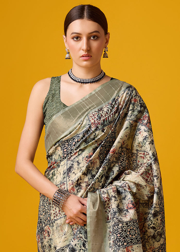 Multicolor Cotton Saree With Blouse Piece - Indian Silk House Agencies