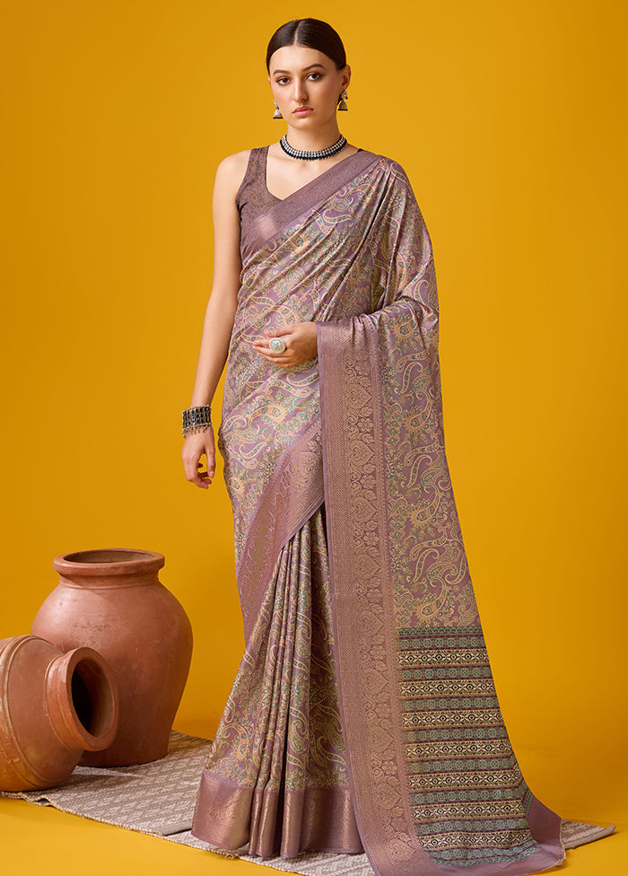 Purple Cotton Saree With Blouse Piece - Indian Silk House Agencies