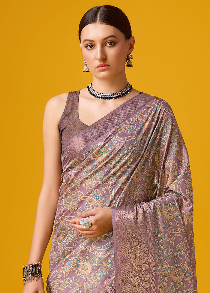 Purple Cotton Saree With Blouse Piece - Indian Silk House Agencies