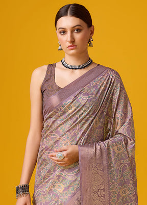 Purple Cotton Saree With Blouse Piece