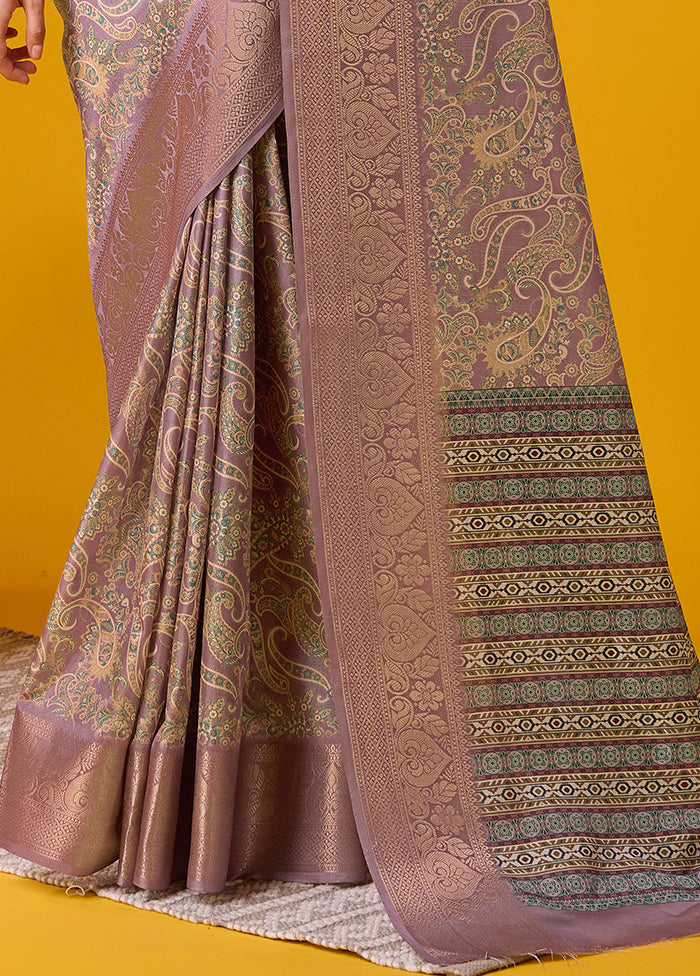 Purple Cotton Saree With Blouse Piece