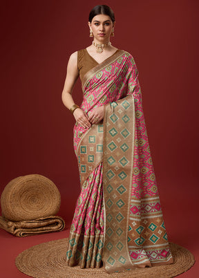 Pink Cotton Saree With Blouse Piece - Indian Silk House Agencies