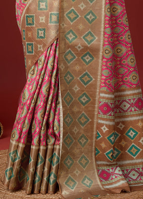 Pink Cotton Saree With Blouse Piece - Indian Silk House Agencies