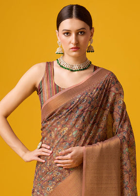 Brown Cotton Saree With Blouse Piece