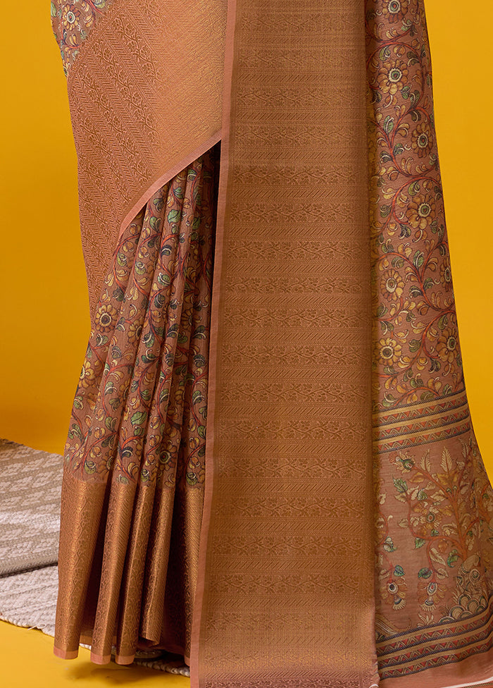 Brown Cotton Saree With Blouse Piece