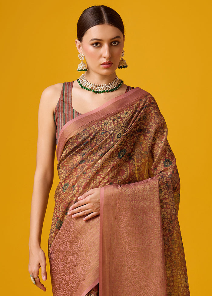 Brown Cotton Saree With Blouse Piece