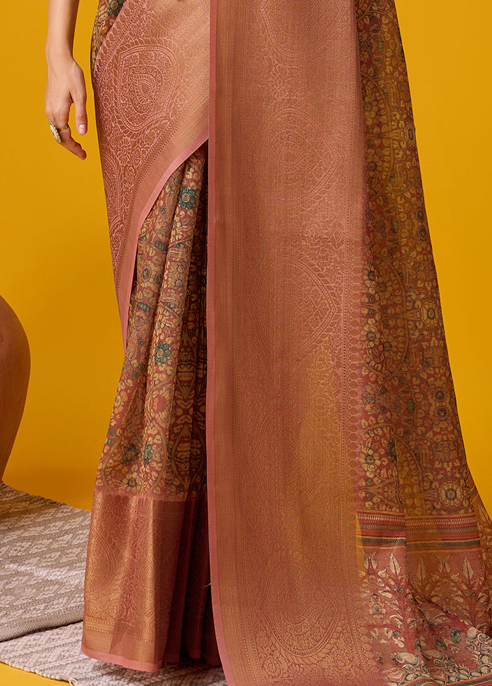 Brown Cotton Saree With Blouse Piece - Indian Silk House Agencies