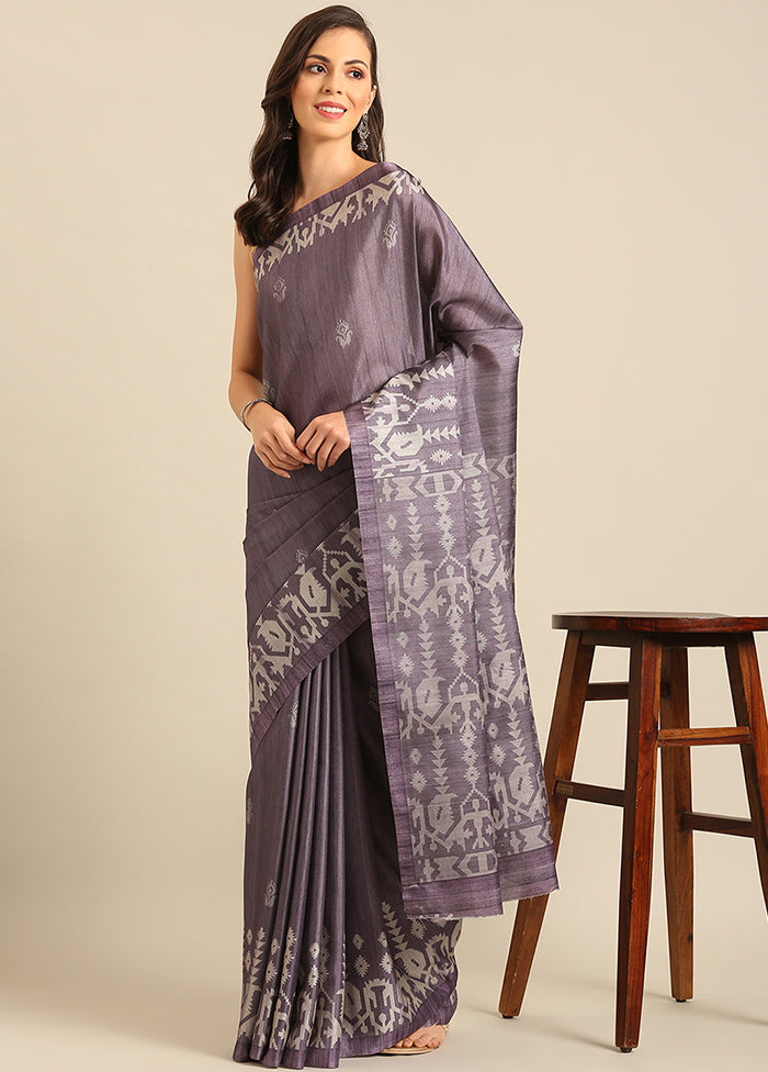 Purple Cotton Saree With Blouse Piece