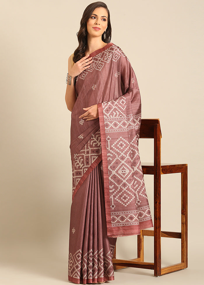 Burgundy Cotton Saree With Blouse Piece