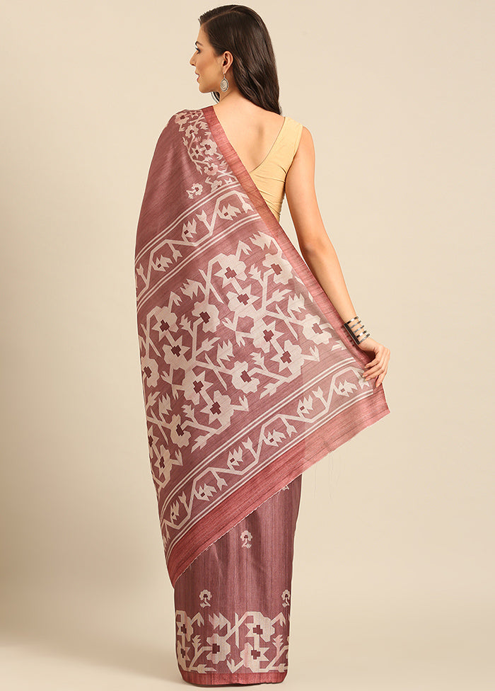 Burgundy Cotton Saree With Blouse Piece