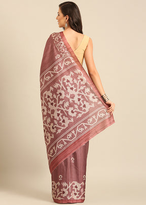 Burgundy Cotton Saree With Blouse Piece