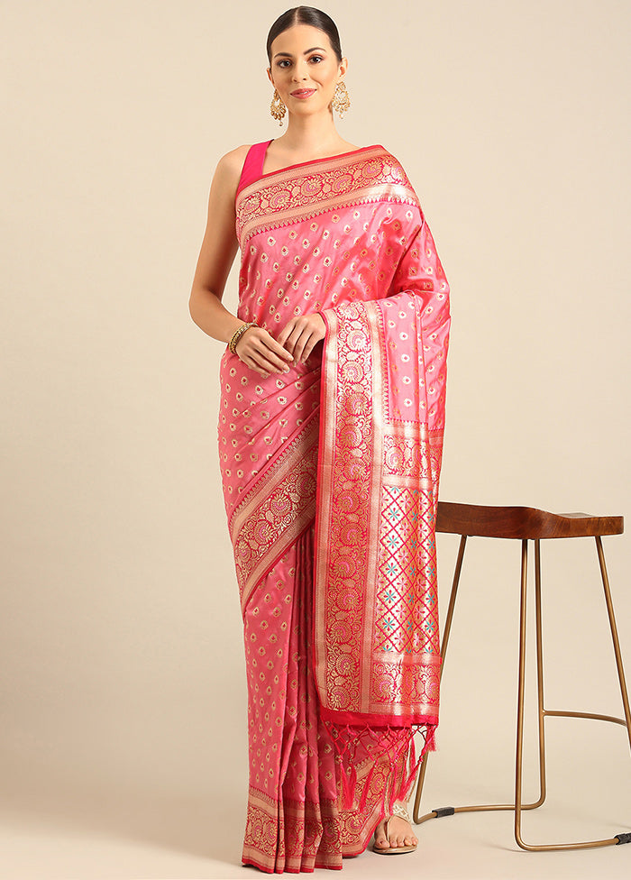 Light Pink Banarasi Silk Saree With Blouse Piece