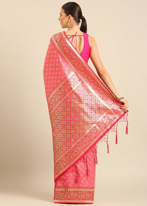 Light Pink Banarasi Silk Saree With Blouse Piece