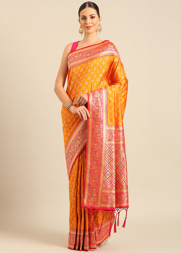 Mustard Banarasi Silk Saree With Blouse Piece