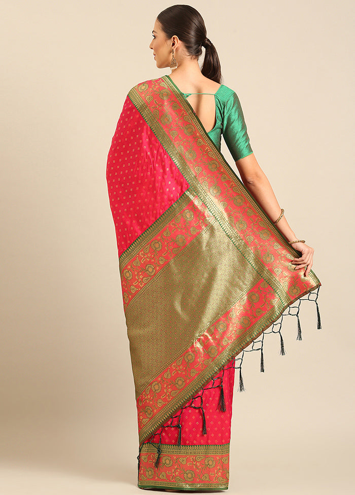 Pink Banarasi Silk Saree With Blouse Piece