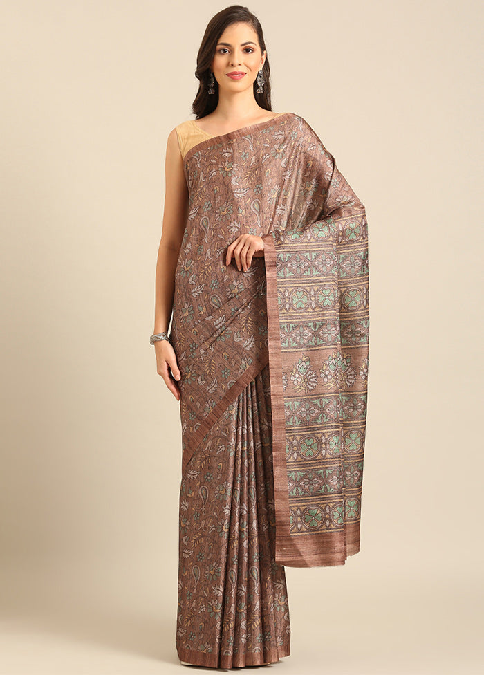 Brown Cotton Saree With Blouse Piece