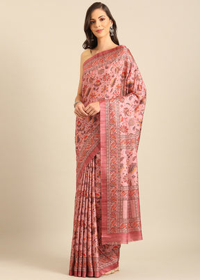 Pink Cotton Saree With Blouse Piece