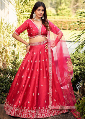Pink Silk Readymade Lehenga With Dupatta